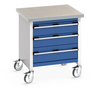 3 Drawer Lino Top Bott Mobile Bench - 750Wx750Dx840mmH 750mm Wide Moveable Engineers Storage Bench with drawers and Cabinets 21/41002093.11 3 Drawer Lino Top Bott Mobile Bench 750Wx750Dx840mmH.jpg